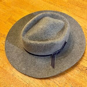 Gap wool western boho ranger cowboy hat grey with velvet tie s/m nwt